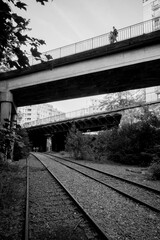 voie de la petite ceinture &agrave; Paris, sous les ponts