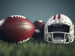Football amerykański - kask i piłka