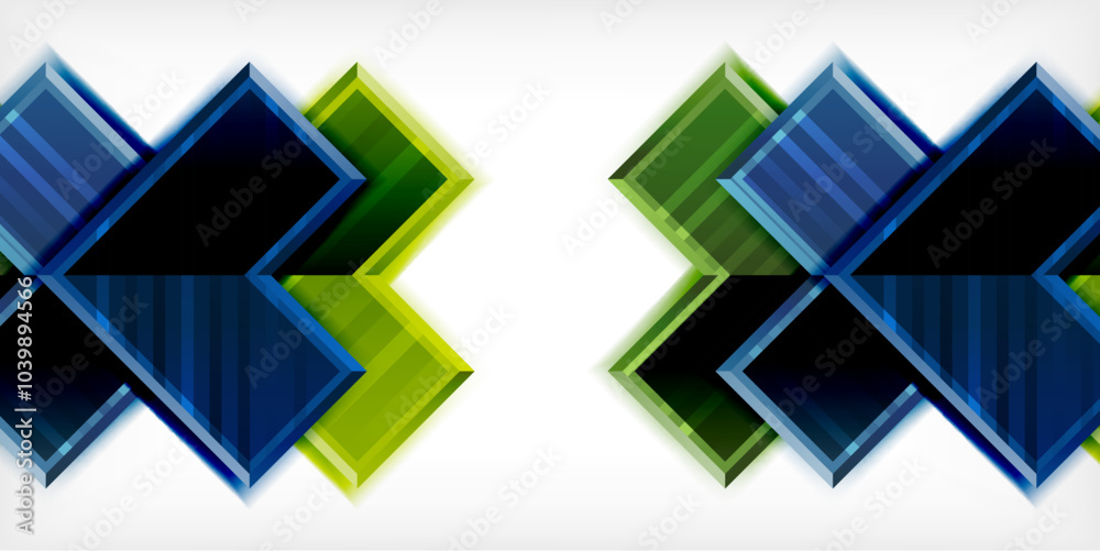 Poster Arrow symbols created with 3d effects and line texture geometric abstract background