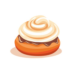 Cinnamon bun icon hand drawn, fresh sweet pastry roll isolated on white background.