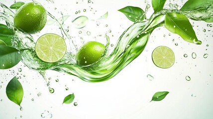 A dynamic splash of green tea and lime