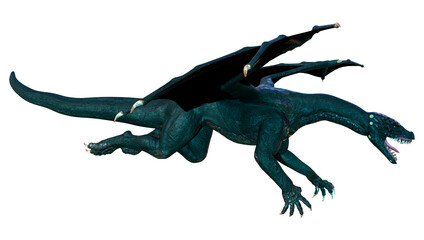 3D Rendering Fairy Tale Dragon on White