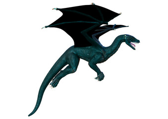 3D Rendering Fairy Tale Dragon on White