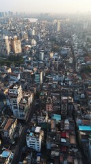 Fototapeta premium Aerial view of dhaka city showing densely packed buildings and streets