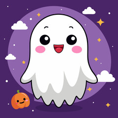 A cute little ghost flies