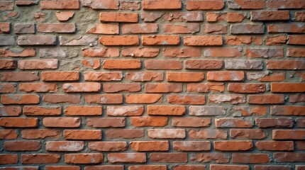 Obraz premium Close-up of textured red brick wall and mortar