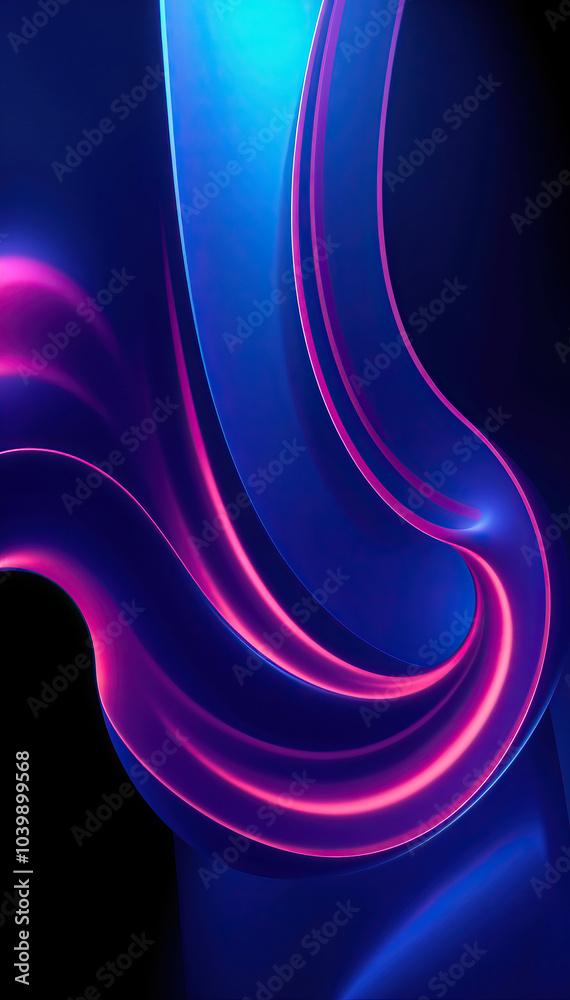 Poster liquid smooth abstract shapes with pink and blue color gradients fluid art modern design vertical fo