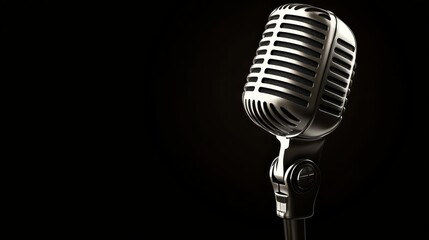 Fototapeta premium Retro Microphone on Dark Background