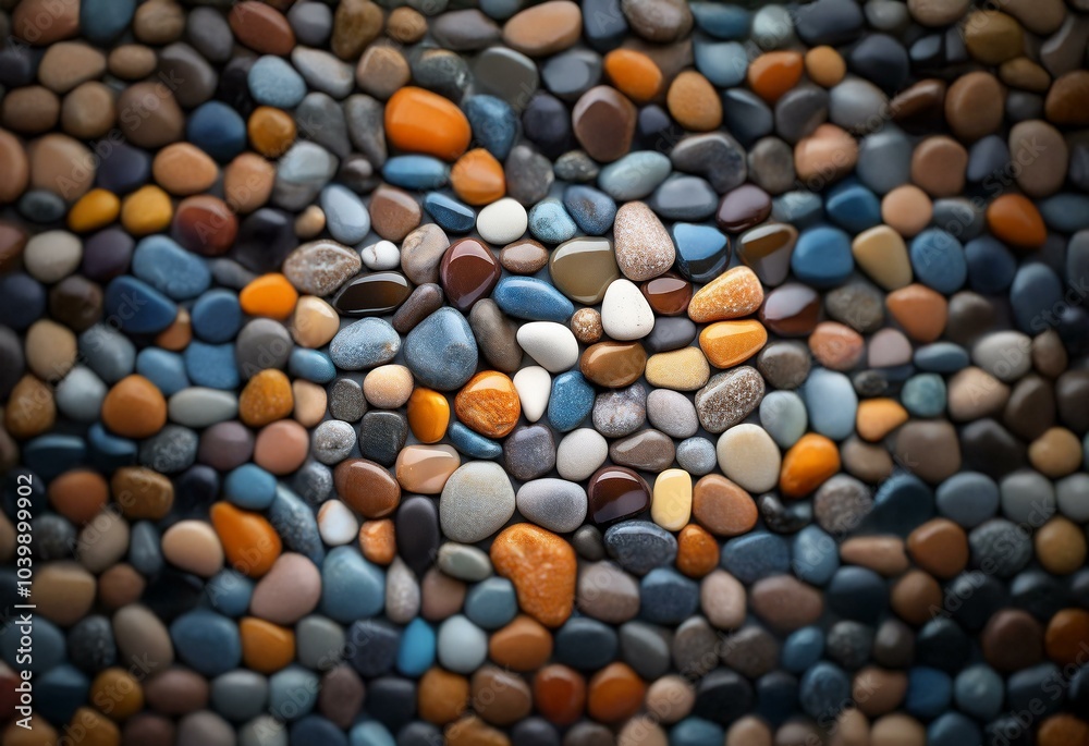 Aufkleber a close up view of many smooth colorful stones.