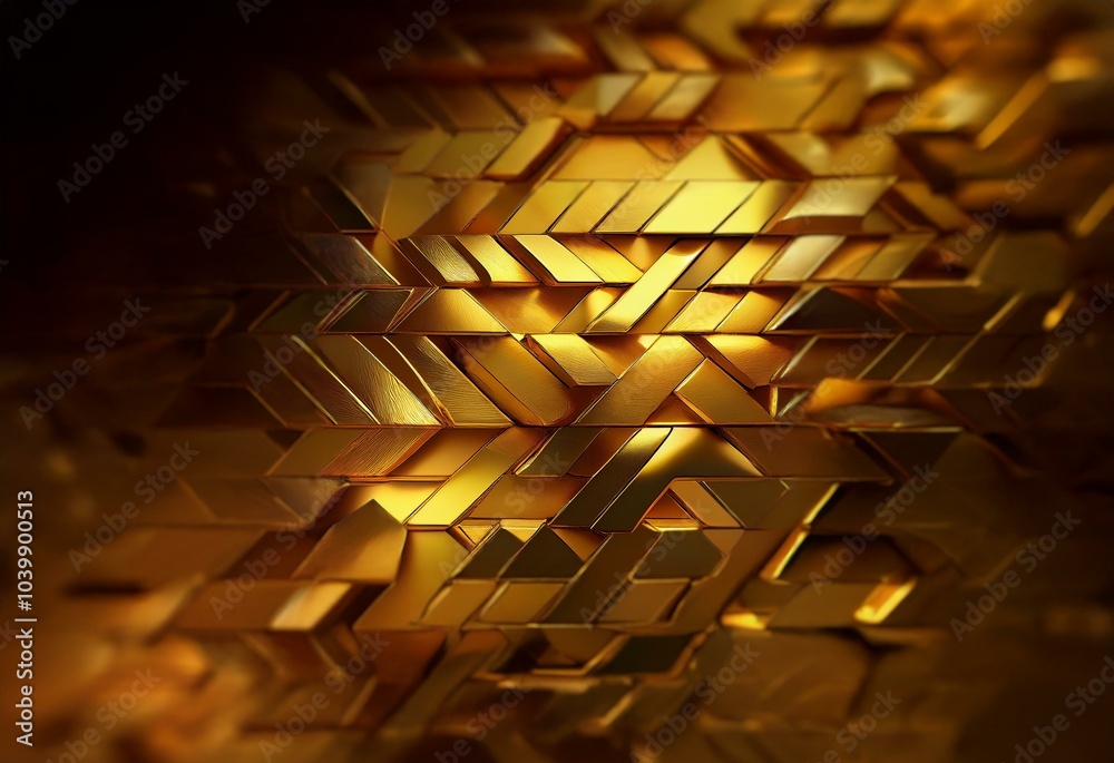 Poster abstract gold background with geometric shapes.