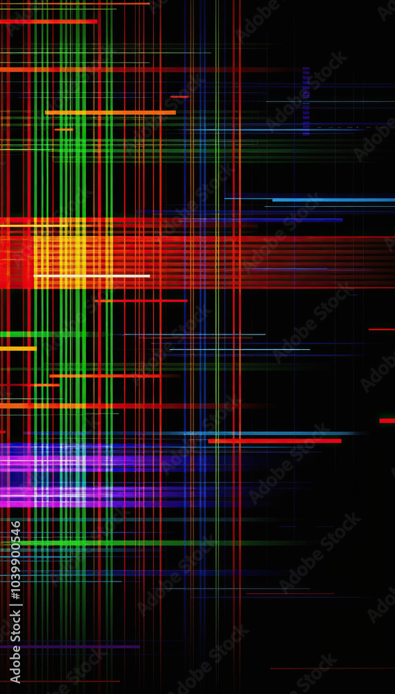 Aufkleber vibrant digital glitch effect with red and green horizontal lines abstract technology error design vertical format