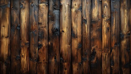 Wooden background with brown wooden planks. 