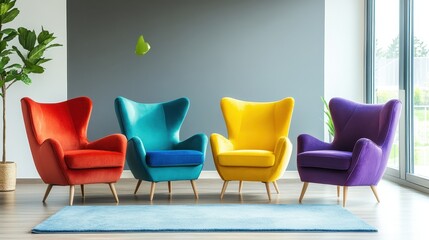 Colorful Modern Living Room Design with Accent Chairs