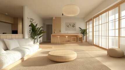 Modern Minimalist Japandi Interior Design Space