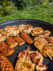 fresh grilled sausages and meat