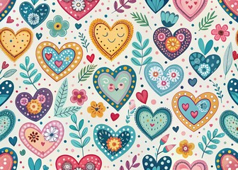 Cute Boho Hearts Pattern for Kids Textiles in Scandinavian Style