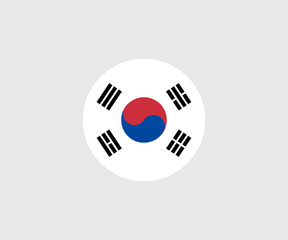 National Flag of South Korea. South Korea Flag. Flag icon. Standard color. Round flag vector design and illustration.

