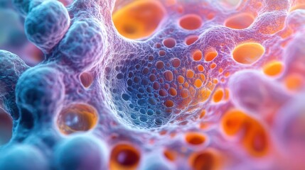 closeup of single cell division showcasing the intricate processes of life at a microscopic level the vibrant colors and detailed textures capture the beauty and complexity of biological science