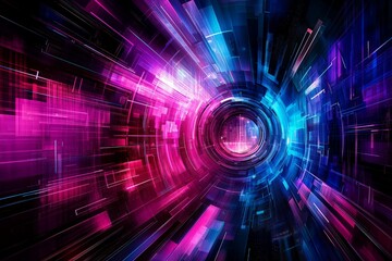 Fototapeta premium Colorful Dynamic Lines in Digital Technology Background