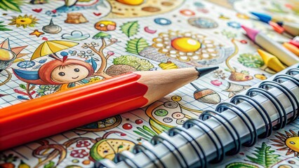 Obraz premium Cute Hand-Drawn Pencil and Notebook Line Art for Creative Projects and Stationery Designs