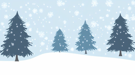 Fototapeta premium Winter forest silhouettes of fir trees and spruces with wood tree background.