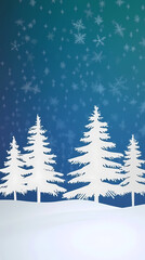 Fototapeta premium Winter forest silhouettes of fir trees and spruces with wood tree background.
