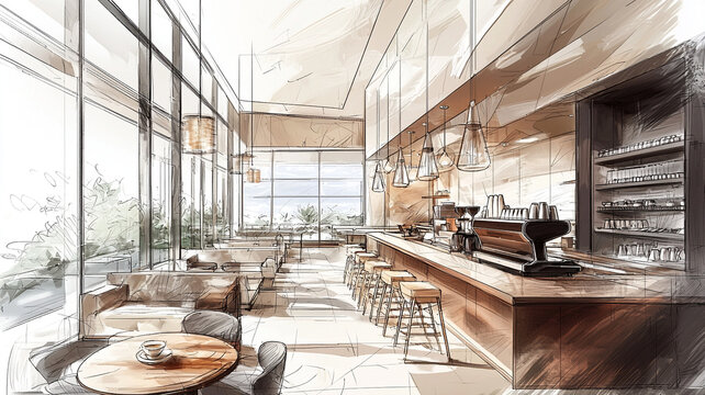 Modern caffee bar in the city