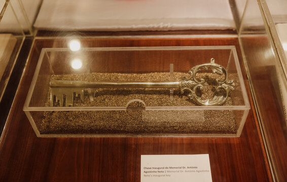 Luanda, Angola - May 17, 2024: Key of the Memorial of Agostinho Neto displayed in Luanda showcasing its intricate design and historical significance