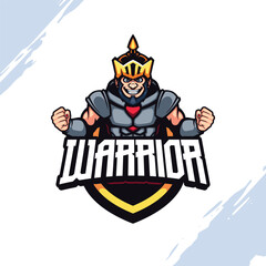 The Golden Crown Warrior in Steel Grey Armor Vector Mascot
