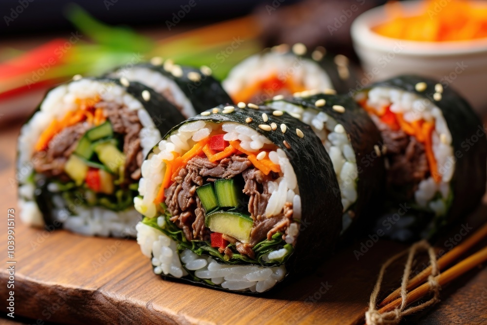 Poster Kimbap sushi food rice.