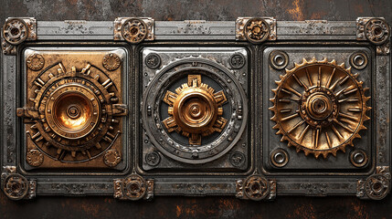Industrial Gear Motif in Illustration Corners