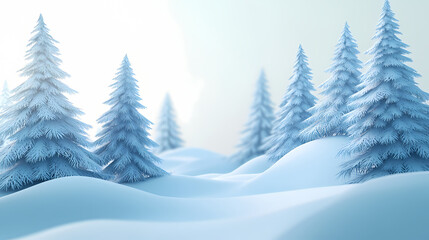 Fototapeta premium Winter forest silhouettes of fir trees and spruces with wood tree background.