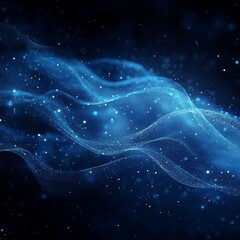 Fototapeta premium Dark Blue Background Accented by Bright Glowing Particles