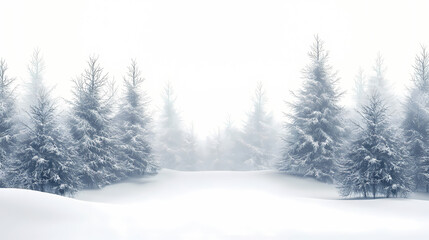 Fototapeta premium Winter forest silhouettes of fir trees and spruces with wood tree background.