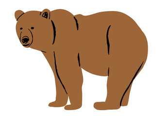 Cute Cartoon Hunting Bear Vector Illustration Isolated on White Background