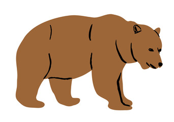 Cute Cartoon Brown Bear Vector Illustration Isolated on White Background