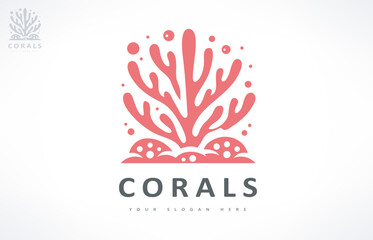 Fototapeta premium Corals logo. Underwater life vector