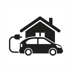 Fototapeta premium Electric car. Electric vehicle recharging icon