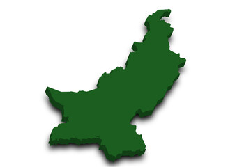  3d Pakistan map without kashimr. pak, PK, Islamic republic of Pakistan