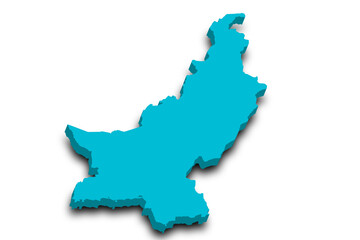  3d Pakistan map without kashimr. pak, PK, Islamic republic of Pakistan