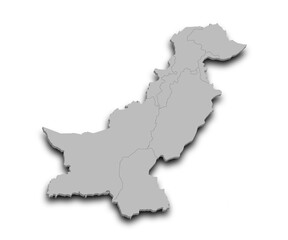  Pakistan country 3d map with color. pak, PK, Islamic republic of Pakistan
