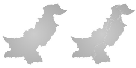 Pakistan country map sets with Jammu and Kashmir region, illustration version, pak, Pakistan maps
