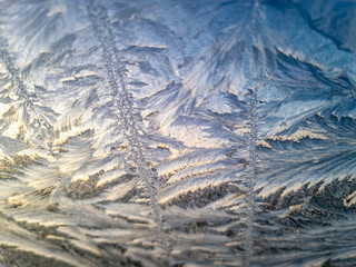 Beautiful frostwork on a window of a country house in Ireland