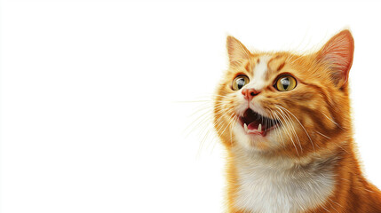 Obraz premium Angry and surprised cat isolated white background with a funny and excited expression