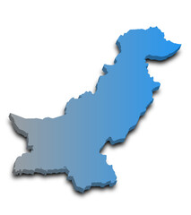  Pakistan country 3d map with color. pak, PK, Islamic republic of Pakistan