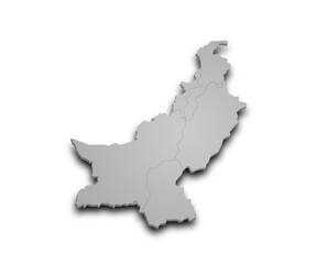  3d Pakistan map without kashimr. pak, PK, Islamic republic of Pakistan