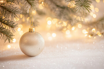 minimal background of golden christmas ball 