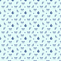 New Year seamless pattern with baloon in blue 2