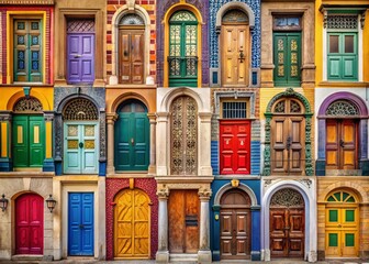 Fototapeta premium Diverse Door Designs for Architectural Photography Showcasing Unique Styles and Textures
