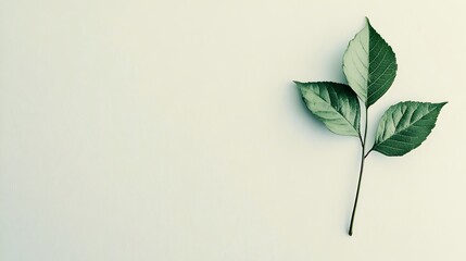 Obraz premium Minimalist Green Leaf Icon on White Background for Eco-Friendly Report Cover Design